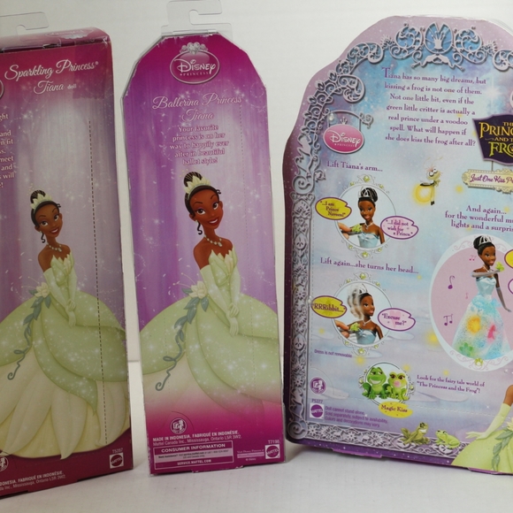 New In Box Disney Princess Tiana & The Frog 3 Bundle- Vintage Dolls - Picture 2 of 16